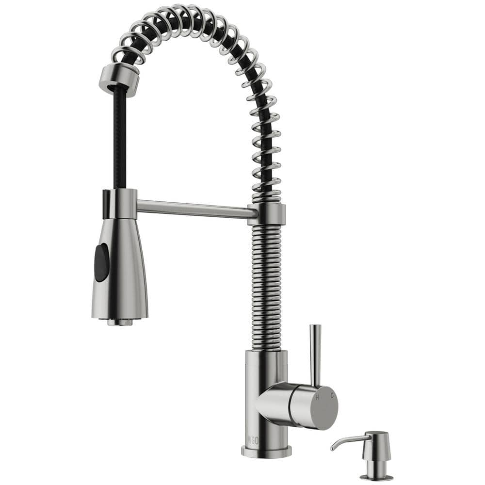 Brant Stainless Steel Pull-Down Kitchen Faucet with Soap Dispenser