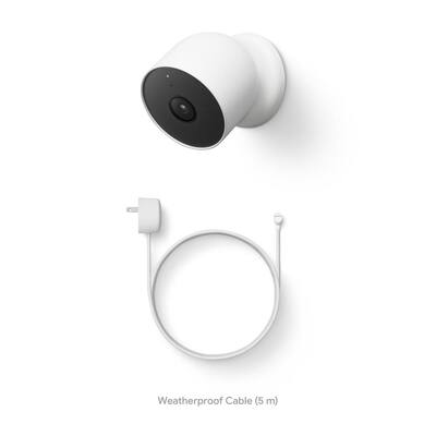 Nest Cam (Battery) - Outdoor or Indoor Security Camera + Weatherproof Cable (5M)