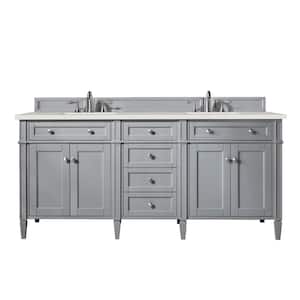 Brittany 72.0 in. W x 23.5 in. D x 34.0 in. H Bathroom Vanity in Urban Gray with Lime Delight Silestone Quartz Top