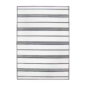 Stripe Black and White 5 ft. x 7 ft. Machine Washable Area Rug