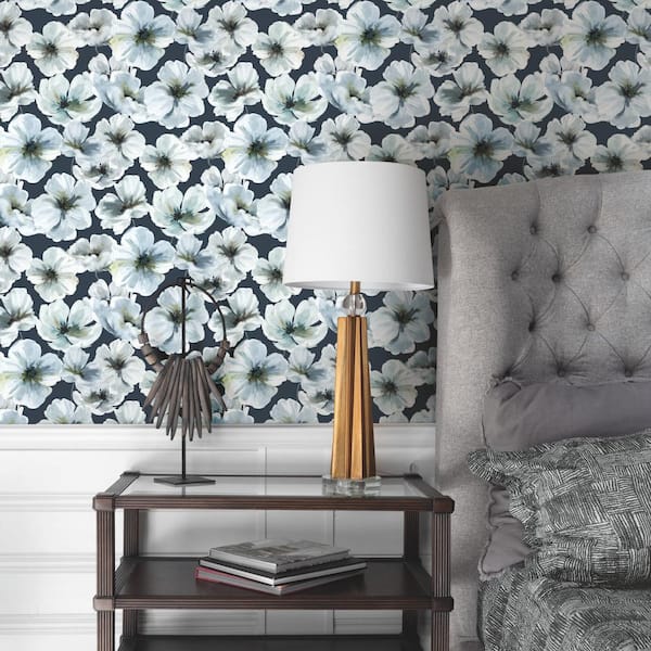 28.29 sq. ft. Tamara Day Hawthorn Blossom Blue Peel and Stick Wallpaper