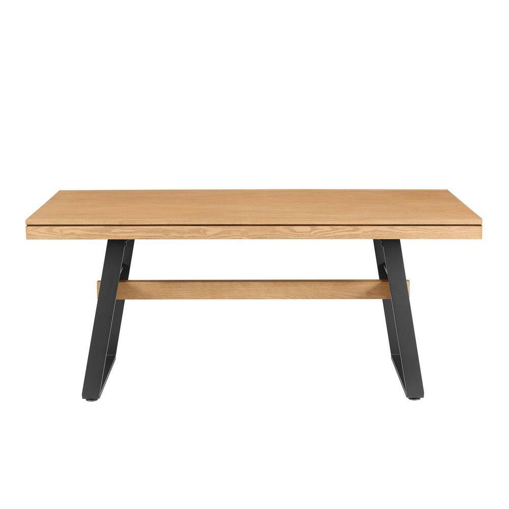 Light Oak Industrial Metal and Wood 72" Dining Table