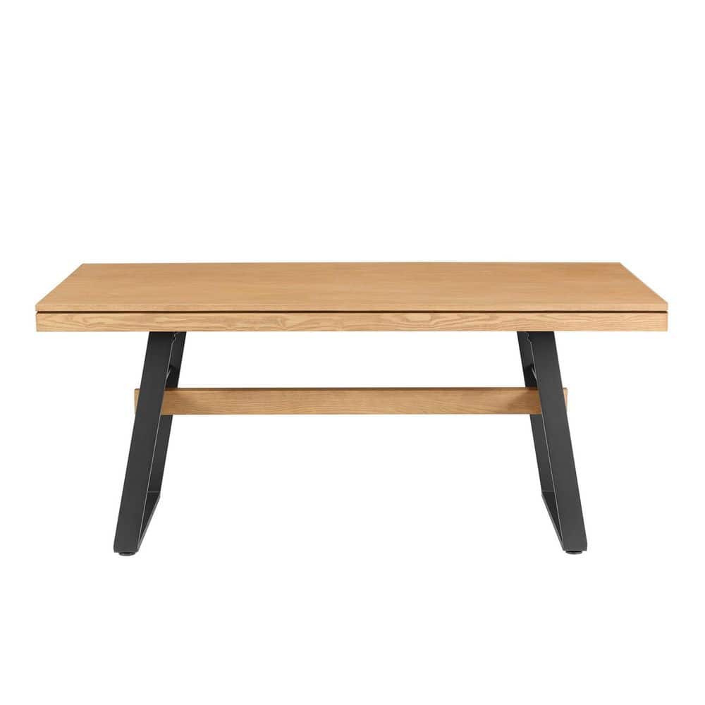 Light Oak Industrial Metal and Wood 72" Dining Table