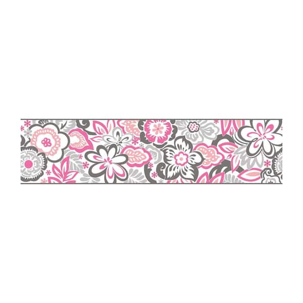 York Wallcoverings Islamorada Removable Wallpaper Border white, grey, black, pinks Wallpaper Border