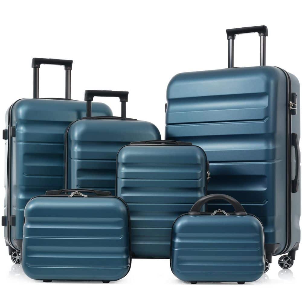 Tatahance 4-Piece Blue ABS Hardside Lightweight Luggage Set with