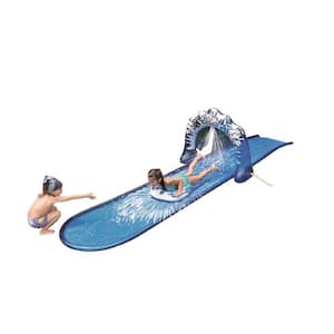 Blue and White Ice Breaker Inflatable Ground Level Water Slide