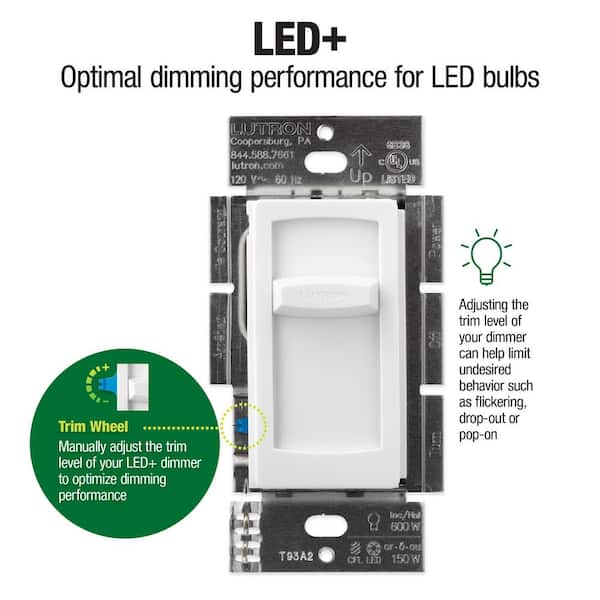 BESTTEN Super Slim Digital Dimmer Switch – Single Pole Or 3 Way Dimmable Light Switch, Quiet Rocker, For LED, CFL, Incandescent, Halogen, Screwless Wallplate Included, CETL Listed, White (3 Pack)