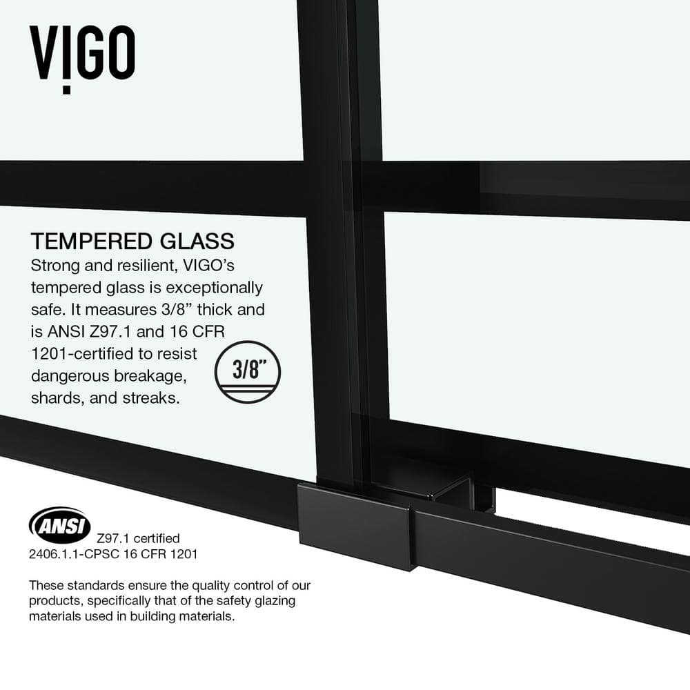 Elan 56-60" Matte Black Frameless Sliding Shower Door with Clear Glass