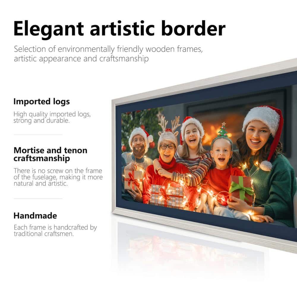 White Wood 21.5" Smart Digital Picture Frame with Alexa