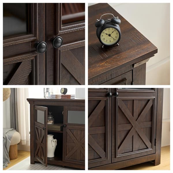 FUNKOL 38 in. x 15.35 in. x 35 in. Espresso Vintage MDF