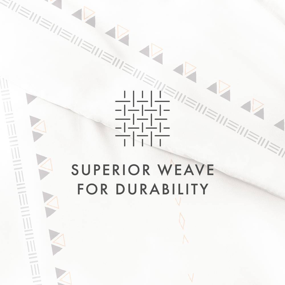 Clay and White Geo Lines Pattern Full/Queen Duvet Cover Set