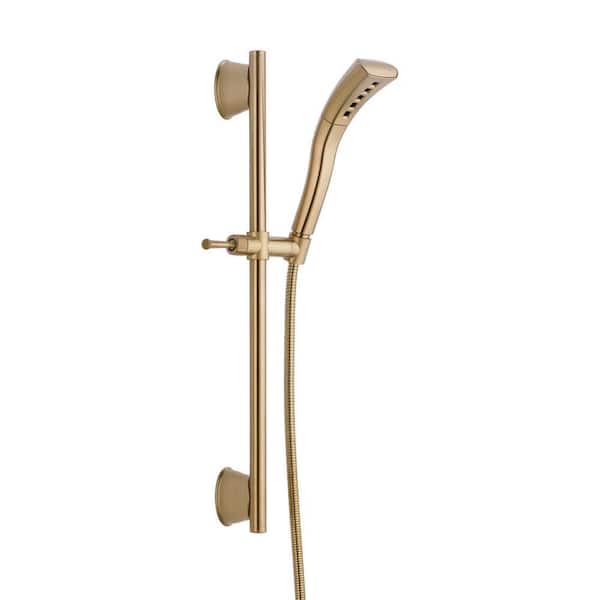 Delta 1-Spray Patterns 1.75 GPM 2.3 in. Wall Mount Handheld Shower Head with Slide Bar and H2Okinetic in Champagne Bronze