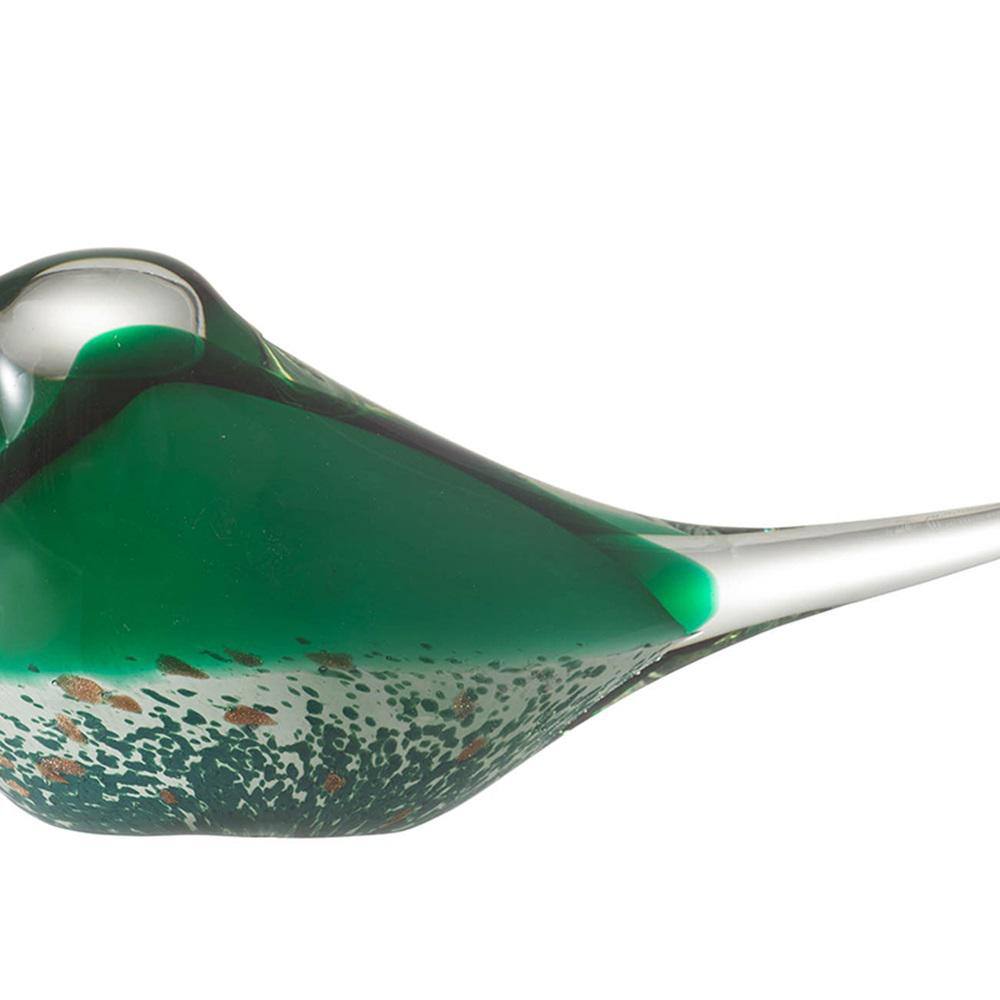 Elegant Green Glass Bird Figurines Set