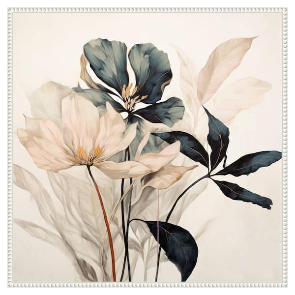 Amanti Art Whimsical Blossoms I by Lazar studio 30 in. W x 30 in. H. Canvas Wall Art Print Framed in White