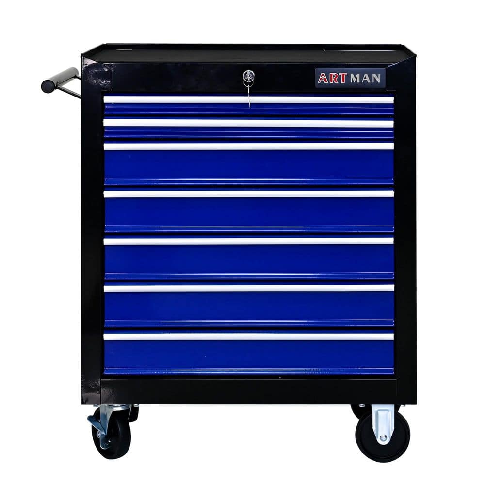 Black & Blue Steel 24.2 in. W x 12.9 in. D x 29.9 in. H Outdoor Storage Cabinet, 7-Drawer Tool Storage Chest with Wheels price history on PriceWatchPro