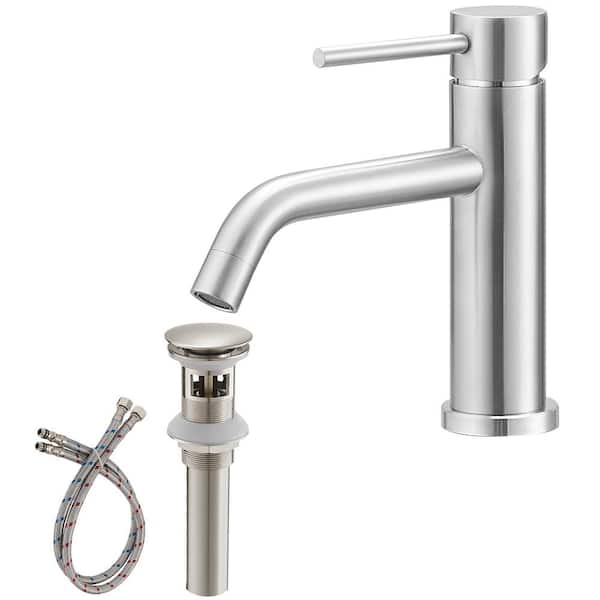 BWE Single Hole Single-Handle Bathroom Faucet in Brushed Nickel