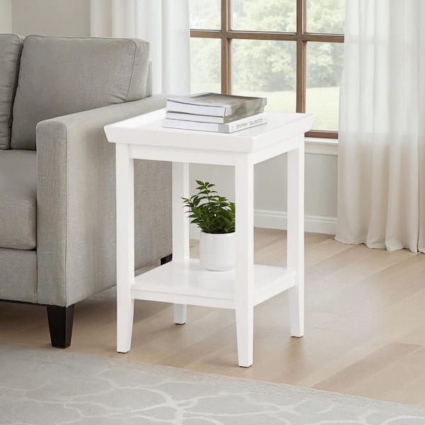 Ledgewood 18 in. White 26 in. Square Wood End Table with Shelf