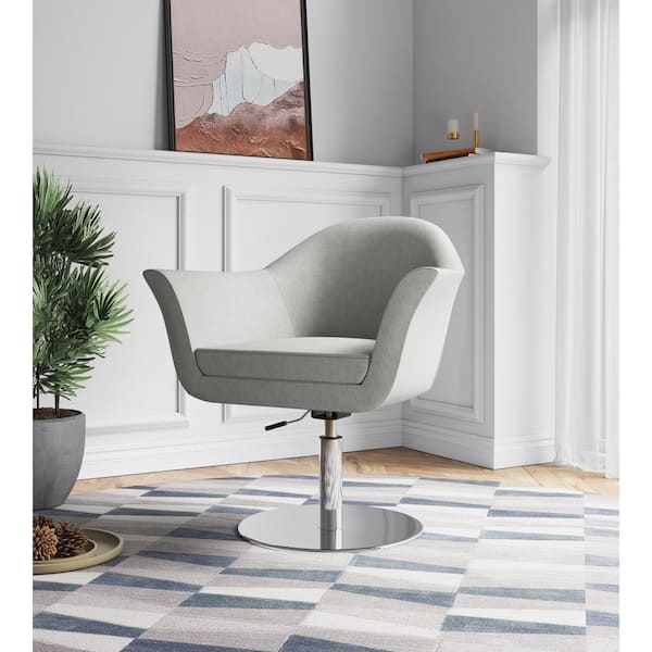 Manhattan Comfort Voyager Modern Barley and Brushed Metal Woven Fabric Upholstered Swivel Accent Arm Chair (Set of 2)