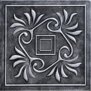 Cockatoos Black Silver 1.6 ft. x 1.6 ft. Decorative Foam Glue Up Ceiling Tile (21.6 sq. ft./case)