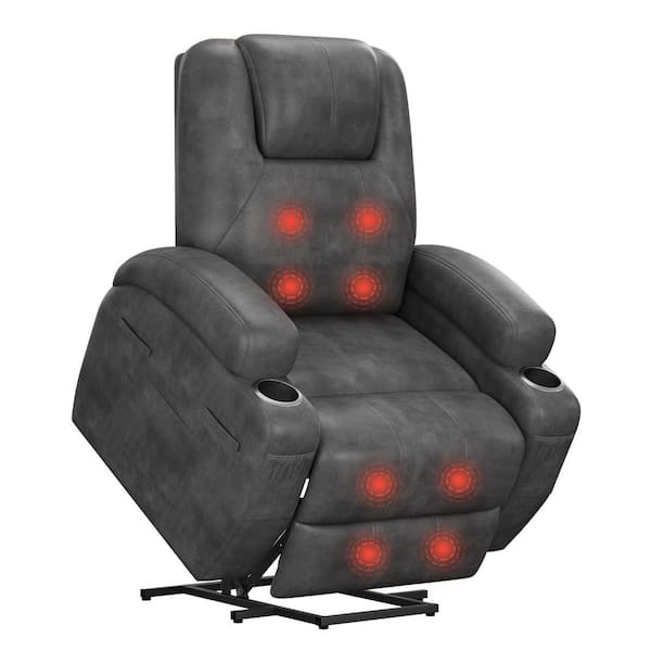 Black Leather Standard (No Motion) Recliner with Power Lift