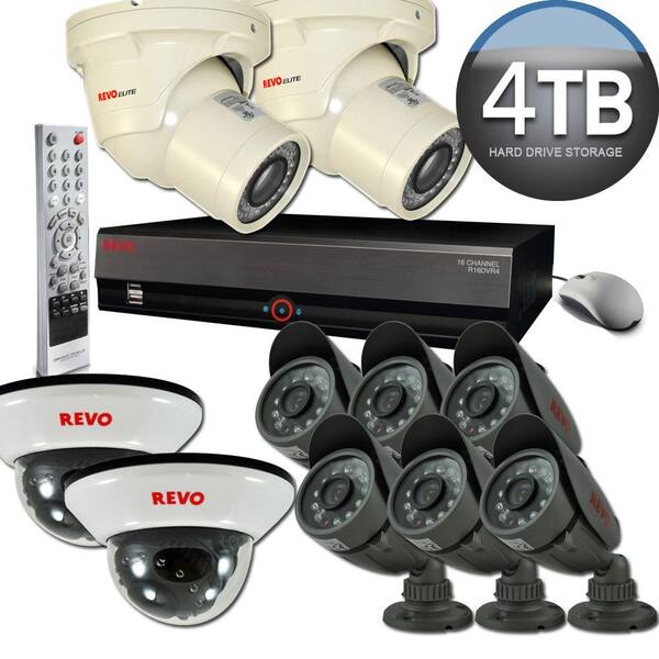 Revo Elite 16 Channel 4TB Hard Drive Surveillance System with (8) Quick Connect Cameras and (2) Elite Cameras