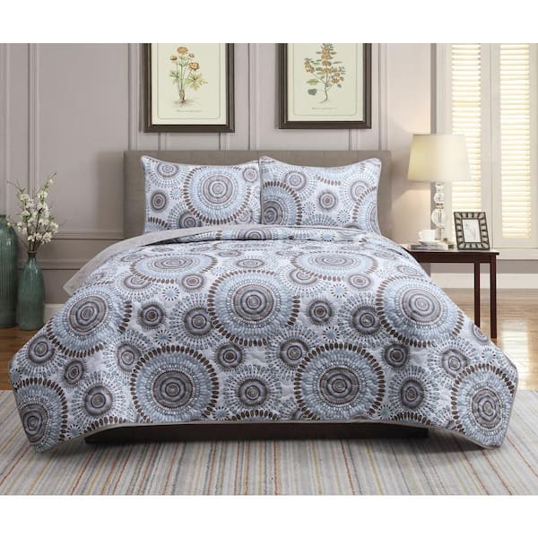 Harper Lane Starburst 2-Piece Tan Microfiber Twin Quilt Set