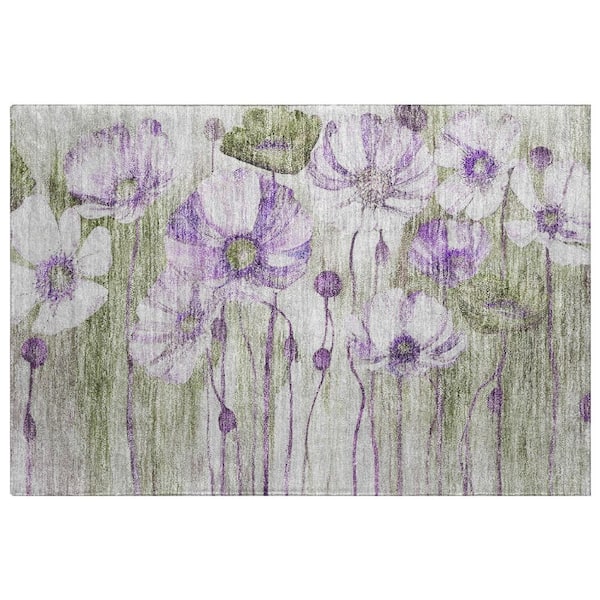 Dream Shag Premium Machine Washable Abstract ADS712 Purple 3 ft. x 4 ft. Area Rug