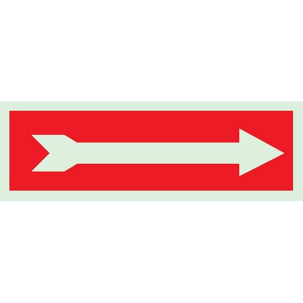 Brady 5 in. x 14 in. Glow-In-The-Dark Self-Stick Polyester Right-Pointing Arrow Directional Sign
