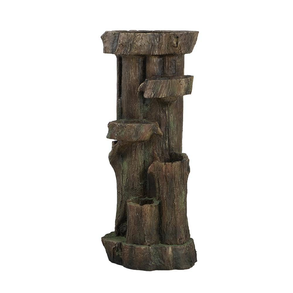 11 x 13.4 x 31.5 in. Rustic Decorative Tree Trunk 5 Tier Water Fountain, with Light and Pump, for Indoor and Outdoor -  Siavonce, W2078138956