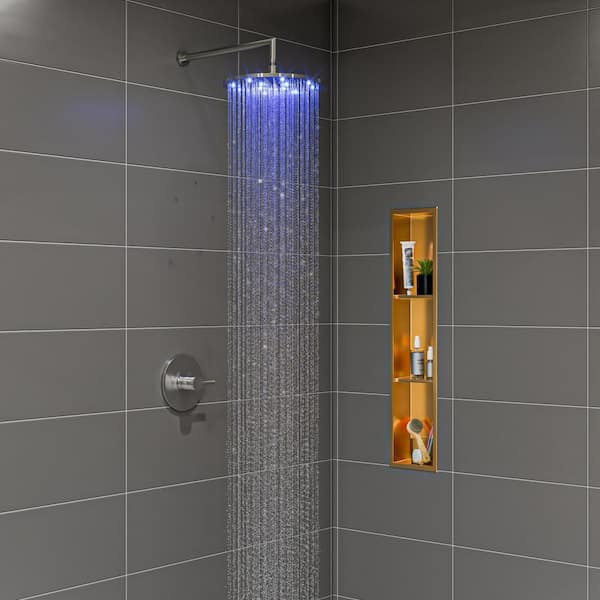 ALFI BRAND 1-Spray 12 in. Single Ceiling Mount Fixed Rain Shower Head in Brushed Nickel