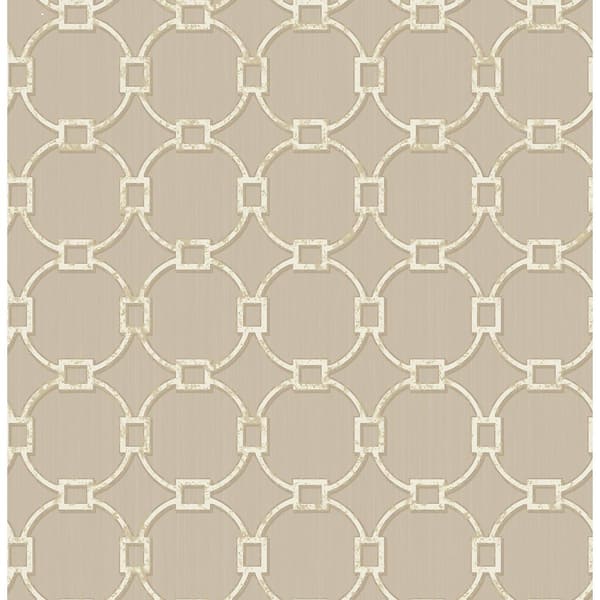 Brewster Grey Charlemagne Links Pewter Trellis Wallpaper Sample