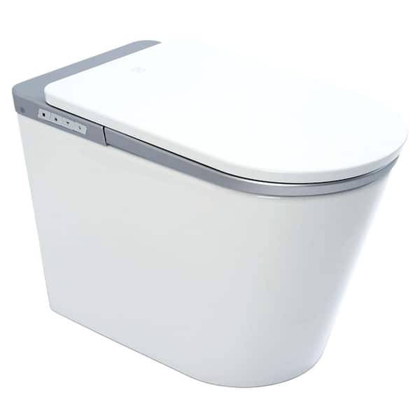 Smart Bidet Toilet 1.28 GPF in Silver with Adjustable Seat & Air Temp, One-Touch SPA, Foot & Radar Sensor