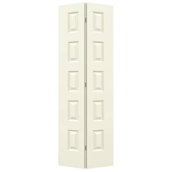 JELD-WEN 30 in. x 80 in. Rockport Vanilla Painted Smooth Molded Composite Closet Bi-fold Door