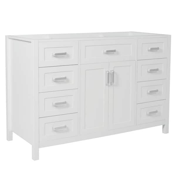 Miguel 46.9 in. Bath Vanity Cabinet Without Top in White with Doors, Drawers, Soft Close System