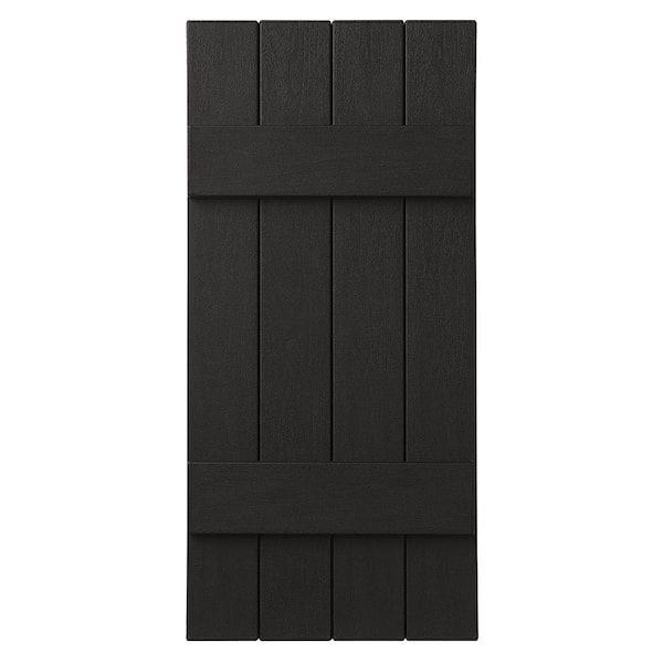 Ply Gem 15 in. x 35 in. Polypropylene 4 Board Closed Board and Batten Shutter Pair in Peppercorn