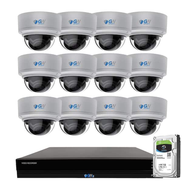 GW Security 16-Channel 8MP 4TB NVR Security Camera System with 12 Wired Dome 4X Optical Zoom Camera, Color Night Vision, Microphone