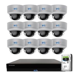 16-Channel 8MP 4TB NVR Security Camera System with 12 Wired Dome 4X Optical Zoom Camera, Color Night Vision, Microphone