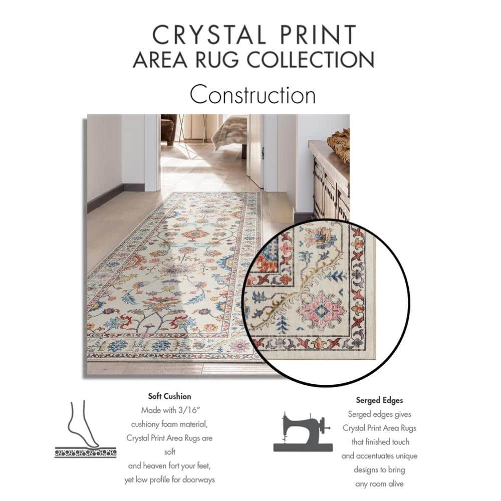 Soha Multi Blue Traditional Medallion Washable Area Rug 6' x 9'
