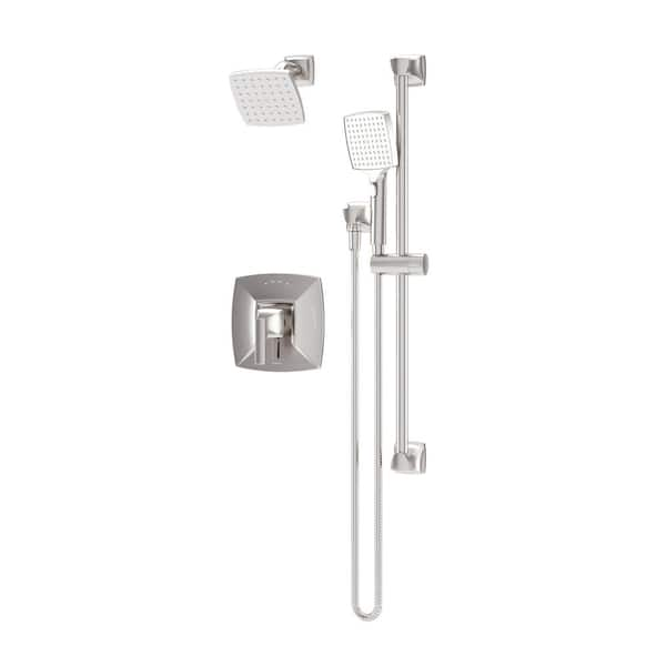 Symmons Oak Wall Mount 1-Handle 1-Spray Dual Fixed and Handheld Shower Head in Satin Nickel 1.5 GPM (Valve Not Included)