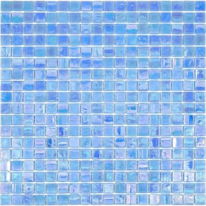 Skosh 11.6 in. x 11.6 in. Glossy Carolina Blue Glass Mosaic Wall and Floor Tile (18.69 sq. ft./case) (20-pack)
