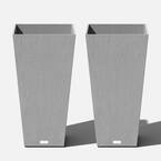 Midland 30 in. Gray Plastic Tall Square Planter (2-Pack)