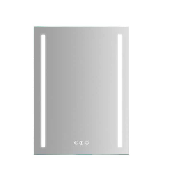 FUNKOL 32 in. W x 24 in. H Silver Rectangular Aluminium Framed LED Wall Bathroom Vanity Mirror Anti Fog Touch Button Dimmable