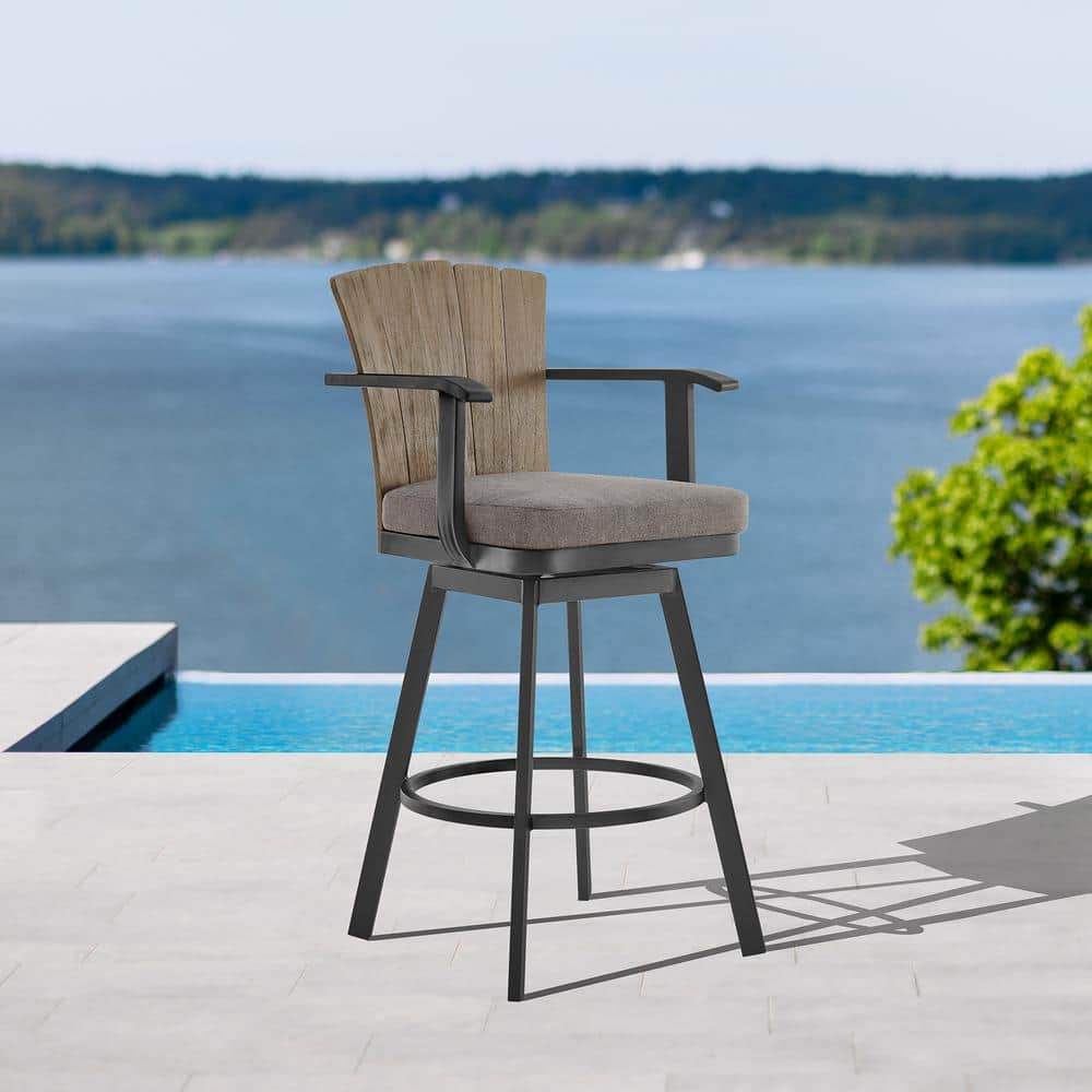 Hazel Teak and Aluminum Outdoor Swivel Chair with Cushions