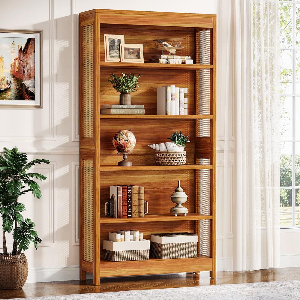 家具・インテリア Xhhkdbkols BYBLIGHT 71.26'' in. Tall Cherry Wood 5-Shelf Standard Bookcase
