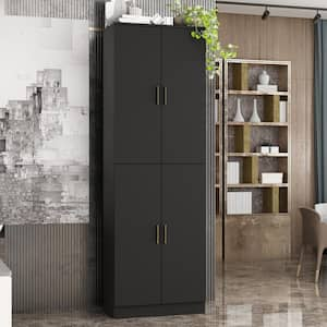 70.9 in. H x 23.2 in. W Black 6-Shelf Standard Bookcase, Storage Cabinet, Sideboard with Adjustable Shelves and 4 Doors