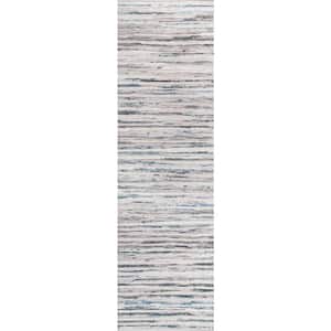 Maile Denim Stripes Blue 2 ft. 6 in. x 6 ft. Indoor Runner Rug