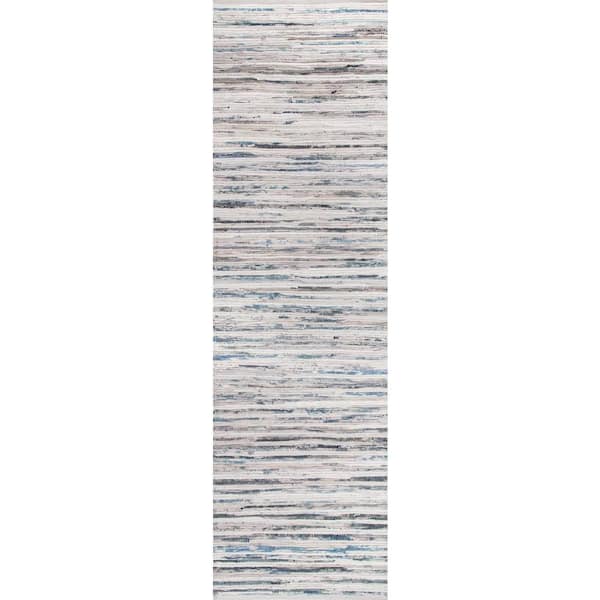 nuLOOM Maile Denim Stripes Blue 3 ft. x 8 ft. Runner Rug