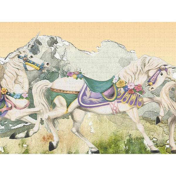 Dundee Deco Falkirk Dandy II White Green Unicorns Kids Peel and Stick Wallpaper Border