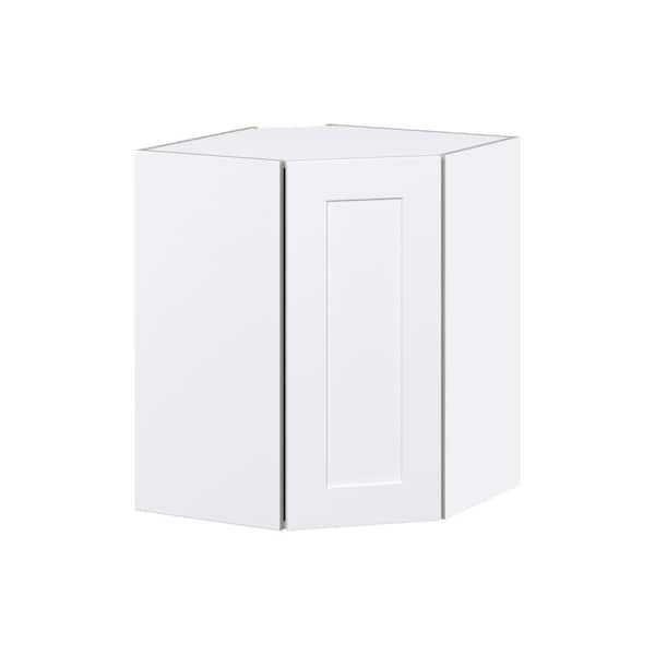 J COLLECTION Roseland 24 in. W x 14 in. D x 30 in. H Assembled Shaker Diagonal Corner Kitchen Cabinet in Warm White