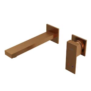 Alberton Single Handle Wall Mounted Bathroom Faucet in Brushed Copper